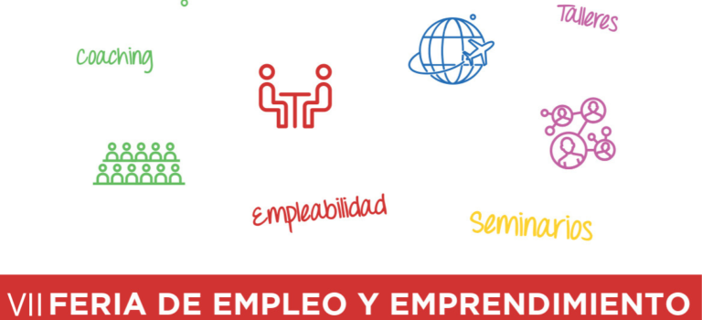 Esta imagen es un cartel de la VII Feria de Empleo y Emprendimiento en Palencia.